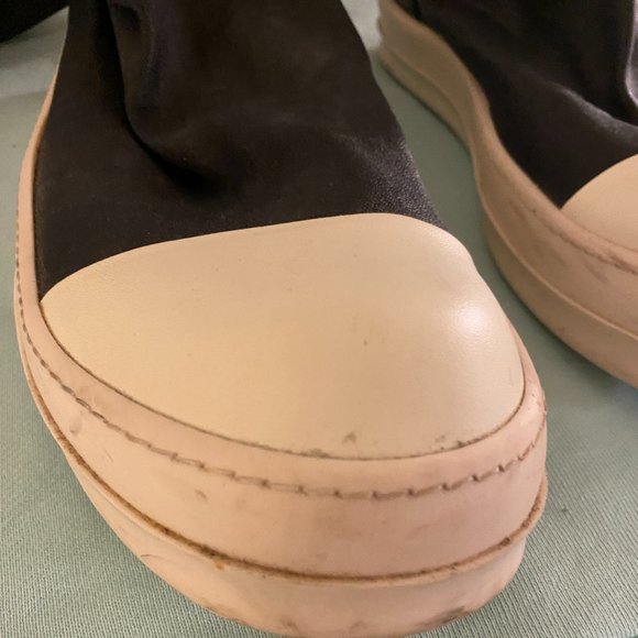 Rick Owens Black Leather Ramone Sock Boots Size 43 (US 10-11) - Picture 1 of 7